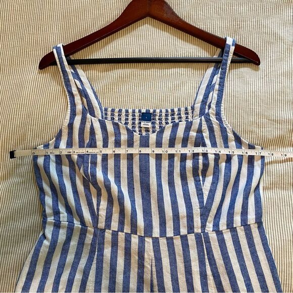 Old Navy Fit & Flare Linen Blend Midi Dress womens large white and blue stripe - Picture 11 of 13